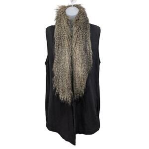 Three Dots Faux Fur Sweater Vest Sleeveless Size XL